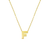 F Harfi Taşsız Minimal Harf Kolye 14 Ayar Altın - 1