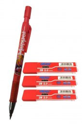 2.0 Mm Kalın Uçlu Versatil Kalem Kırmızı Renk 1 Adet ve 2.0 Mm Kalın Uç Kırmızı 3 Adet Kalın Uçlu Mekanik Kalem - 1