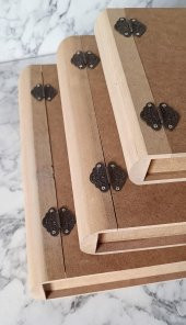Hobi Adn 90203 Kitap Kutu 3'LÜ Set Ahşap MDF HAM Ankara Siteler Ürünü El Yapım - 8