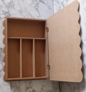 Hobi Adn 90204 Kutu Ahşap HAM MDF Dalgalı Kenar 4 Bölme Kutuda Sevk El Yapım - 4