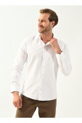 Klasik Yaka Baskılı Bej Erkek Gömlek Gm2025500405 thumbnail 2