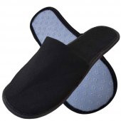 10 Çift Kaymaz Taban Çift Katlı Havlu Siyah Otel Terliği Tek Kullanımlık Kullan At - 1