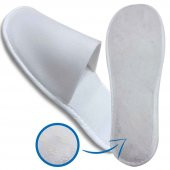 10 Çift Kaymaz Taban Çift Katlı Havlu Beyaz Otel Terliği Tek Kullanımlık Kullan At - 1