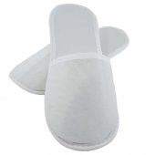 350 Çift Çevre Biyeli Ağız Biyeli Kalın Taban Beyaz Tela Otel Terliği  Tek Kullanımlık Kullan At - 1