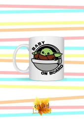 Star Wars Temalı Baby Yoda Karakter Özel Tasarım Baskılı Kupa Bardak thumbnail 1