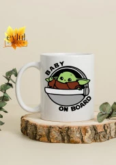 Star Wars Temalı Baby Yoda Karakter Özel Tasarım Baskılı Kupa Bardak thumbnail 2