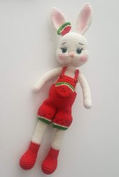 Tavşan Ponçik Yanak Karpuz Amigurumi Organik Oyuncak - 1