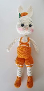 Tavşan Ponçik Yanak Havuç Amigurumi Organik Oyuncak - 1