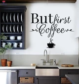 Kahve Barları Duvar Sticker Cafe Dekor Ama İlk Kahve Sözleri Cümle İçecek Çıkartmaları - 1