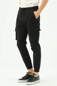 Erkek Dar Paça Beli ve Paçası Lastikli Kargo Cepli Pamuklu Jogger Spor Pantolon - 5