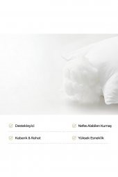 Elyaf Dolgulu 1 Adet Silikon Yastık 50x70 cm Pamuk Antibakteriyel Otel Yastık Beyaz Yumuşak - 4
