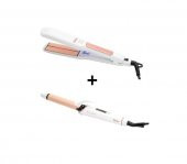 Fakir Saç Düzleştirici Ve Saç Maşası Lyric Serisi 2Li Set Beyaz/Rose Chrome - 1