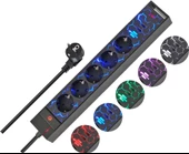 Brennenstuhl Oyuncu Serisi 5 Renk LED Aydınlatmalı ve Renk Değiştirme Modlu 2 USB li 5 Soketli 1.5 Metre Priz - 1