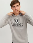 JACK JONES Köpek Desenli Kapüşonlu Erkek Sweatshirt 12244219 thumbnail 5