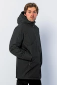Erkek Regular Fit Kapüşonlu Fermuarlı Çok Cepli Kışlık Klasik Mont - 5