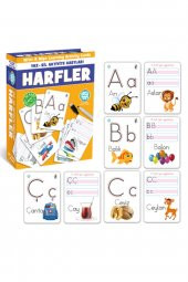 Yaz Sil Aktivite Kartları Çift Taraflı Harfler Öğretici Oyuncak Kart - 1