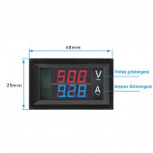 Dijital Trafolu Volt-Ampermetre 50-500V 0-50Amper - 3