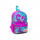 Coral High Mavi Pembe Flamingo Desenli Iki Bölmeli Anaokul Sırt Çantası 23530 - 1