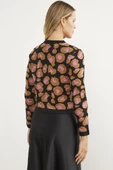 Leopar Desenli Triko Hırka - Siyah thumbnail 6