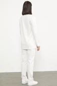 Yüksek Yaka Kumaş Garnili Eşofman Takım - Ekru thumbnail 8