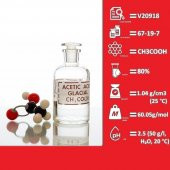 Asetik Asit 80 - 2.5 Litre Cam Şişe - Saflık: 80 - Cas No: 67-19-7 - 2