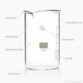 Cam Beher 1000 ml Uzun Form - Isıya ve Kimyasala Dayanıklı Beaker - 3