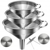 Paslanmaz Çelik Huni Filtreli 110,130,150 mm - 3 Adetlik Set - 1