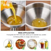 Paslanmaz Çelik Huni 110mm 10 Adetlik Set - Kulplu Filtreli thumbnail 2