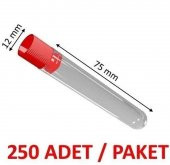 Plastik Test Tüpü Kapaklı 12x75 mm - 5 mL -  Santrifüj Tüpü -  250 Adetlik Set - 3