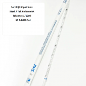 Serolojik Pipet 5 mL Steril / Tek Kullanımlık - 50 Adetlik Set - Taksimat:1/10ml - 1