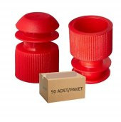 Deney Tüpü Kapağı Kırmızı - 16mm Tüp İçin Kanatlı - 50 Adetlik Set - 1