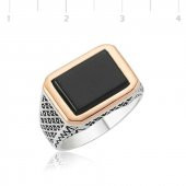 Gümüş Siyah Taşlı Erkek Yüzük  SL2404 thumbnail 1