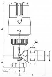 ECA TRV4 Termostatik Köşe Radyatör Valfi Petek Vanası 602120755 - 2