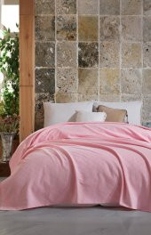T.Concept 100 Pamuk Çift Kişilik 200x240 Cm Pike Pembe - 1