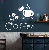 Kahve Barları Duvar Sticker Kahve Fincanı Sevgilisi Kuş Evi Fasulye Çıkartmaları Benzersiz Hediyelik - 1
