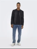 ONLY & SONS Erkek Siyah Renk Suni Deri Ceket 22011975 - 3