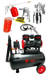 Catpower 24 Litre Sessiz Hava Kompresörü 1.5 Hp Bakır Sargı Motor 8 Bar 5 Parça Havalı Setli - 2