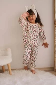 KIZ ÇOCUK BASKILI BİSİKLET YAKA BİLEĞİ RİBANALI PAMUK EŞOFMAN TAKIMI - 6