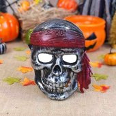 Plastik Korsan Maskesi Halloween Kurukafa Gri - 1