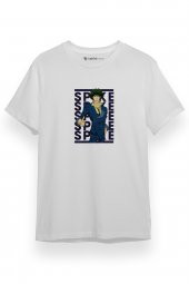 Cowboy Bebop Action Anime Character Spike Beyaz Kısa kol Erkek Tshirt - 1