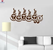 Kahve Barları Duvar Sticker Kahve Evi Dükkanı Bardak Mutfak Dekorasyon Çıkartmaları Benzersiz Hediyelik - 1