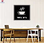 Duvar Ofis, Çalışma Odası Sticker İnternet Cafe Kahve ve World Wide Web Wifi Bölgesi Eşsiz Hediyelik - 1