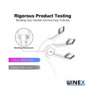 Winex 2in1 5A 120W UsbA to Type-C ve Lightning Hızlı Data ve Şarj Kablosu 120cm - 5
