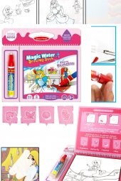 Sihirli Boyama Kitabı Fairy Princess Pembe Model Sihirli Su Çizim Kitap Kalem Boyama - 7