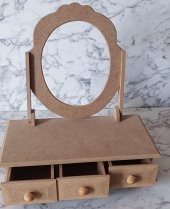 Hobi Adn 90205 Makyaj Kutu 3 Çekmece Aynalı Ahşap MDF HAM Kutuda Sevk El Yapım - 5