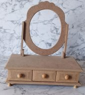 Hobi Adn 90205 Makyaj Kutu 3 Çekmece Aynalı Ahşap MDF HAM Kutuda Sevk El Yapım - 6