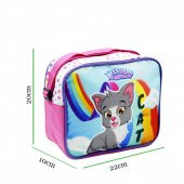 Sentor 3 Bölmeli İlkokul Okul Sırt Çantası Ve Beslenme Çantası Kedi Pembe - 4