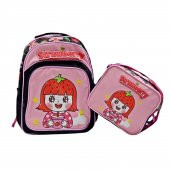 Sentor 3 Bölmeli İlkokul Okul Sırt Çantası Ve Beslenme Çantası Strawberry Pembe-Siyah thumbnail 1