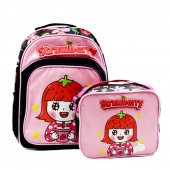 Sentor 3 Bölmeli İlkokul Okul Sırt Çantası Ve Beslenme Çantası Strawberry Pembe-Siyah thumbnail 2