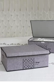 Keçe Kapaklı Çok Amaçlı Baza Kutu Gri 50x40x19cm - 1